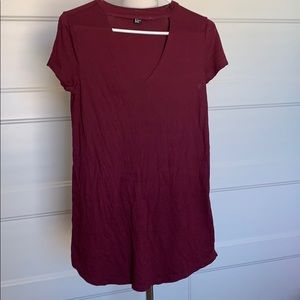 Forever 21 Maroon V neck t shirt dress
